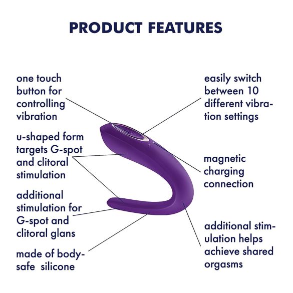 Satisfyer Double Classic - vibrator dublu rezistent la apă, reîncărcabil (mov)