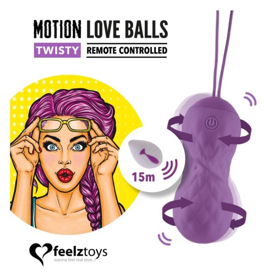 FEELZTOYS Twisty - ou vibrator rotativ, rezistent la apă, cu radio (violet)