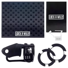 LOCK A WILLY - cușcă peniană cu lacăt - silicon - negru