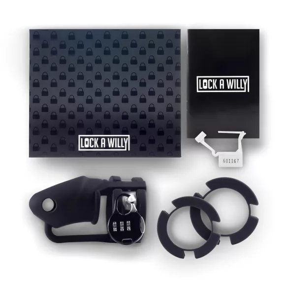 LOCK A WILLY - cușcă peniană cu lacăt - silicon - negru