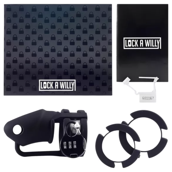 LOCK A WILLY - cușcă peniană cu lacăt - silicon - negru