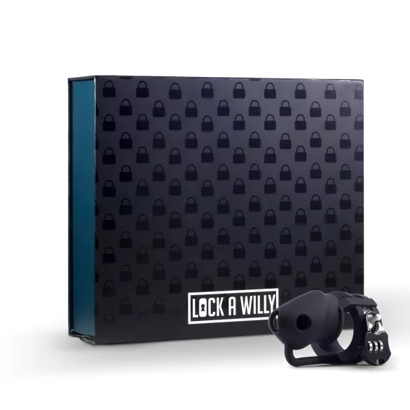 LOCK A WILLY - cușcă peniană cu lacăt - silicon - negru