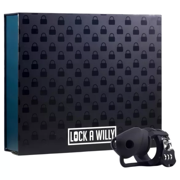 LOCK A WILLY - cușcă peniană cu lacăt - silicon - negru
