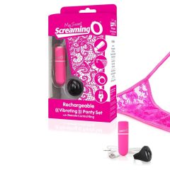   Set Screaming O Panty - tanga cu vibrație acționată de radio, cu acumulator (roz) S-L