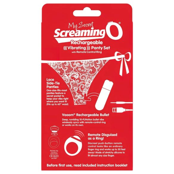 Screaming O - set chilot vibrator - roșu S-L