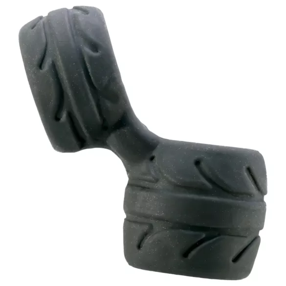 SilaSkin - inel pentru penis și testicule - extensie - silicon negru
