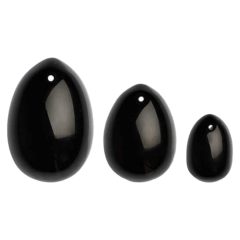   La Gemmes Yoni - set de bile yoni - obsidian negru (3 bucăți)
