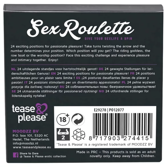 Sex Roulette Kama Sutra - joc erotic de societate pentru cupluri - multilingv