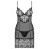 Obsessive Alluria - neglijeu dantelat și tanga (negru) - L/XL
