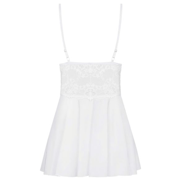 Obsessive - babydoll cu dantelă și tanga - alb