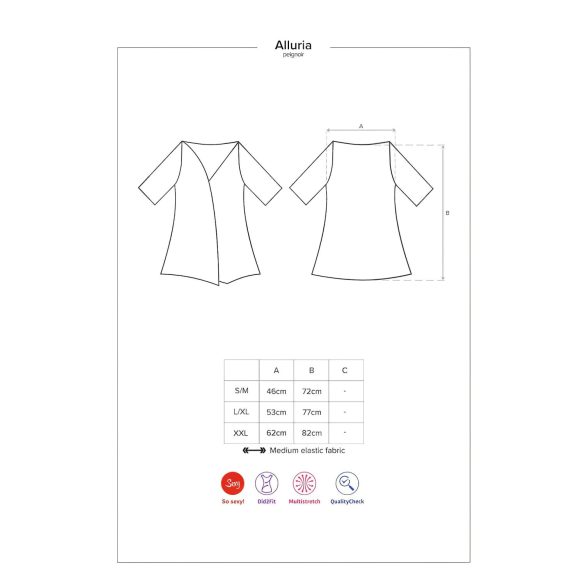 Obsessive - halat din dantelă cu tanga - negru