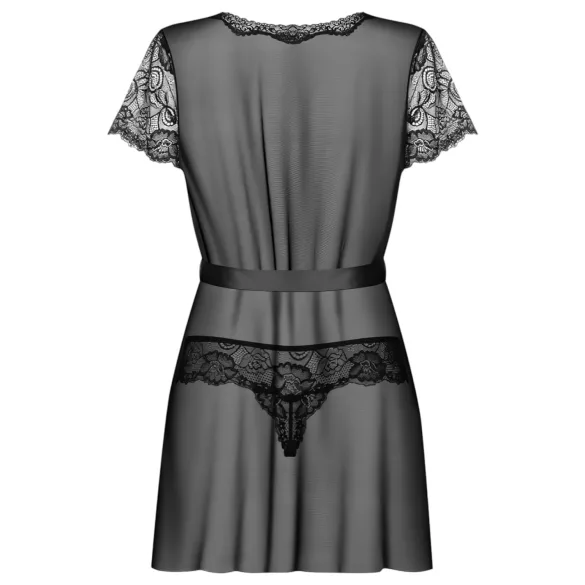 Obsessive - halat din dantelă cu tanga - negru - L/XL