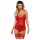 Obsessive Lovica - Set roșu cu top dantelat și chiloți tanga cu jartiere - L/XL