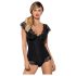 / Obsessive Moketta - body dantela cu volane și dungi (negru) - L/XL