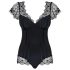 / Obsessive Moketta - body dantela cu volane și dungi (negru) - L/XL
