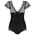 / Obsessive Moketta - body dantela cu volane și dungi (negru) - L/XL