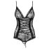 Body dantelat Slevika - deschis în față (negru) - L/XL