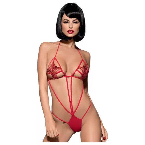 Obsessive - body sexy cu bretele tulip roșu S/M