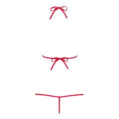   Obsessive Luiza - body cu bretele și motiv de lalele - roșu (S/M)