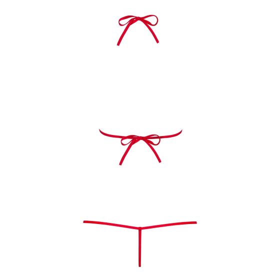 Obsessive Luiza - body cu bretele și motiv de lalele - roșu (S/M)