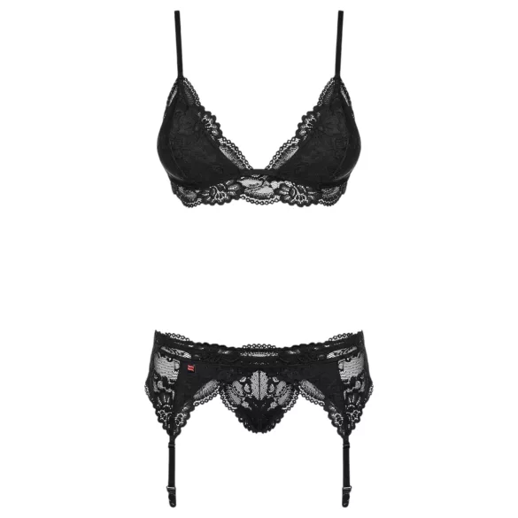 Obsessive - Set lenjerie din dantelă - negru