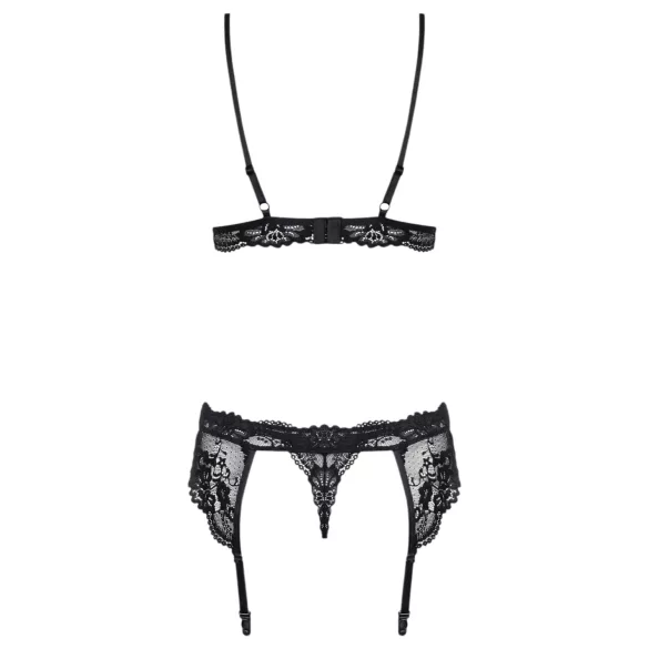 Obsessive - Set lenjerie din dantelă - negru