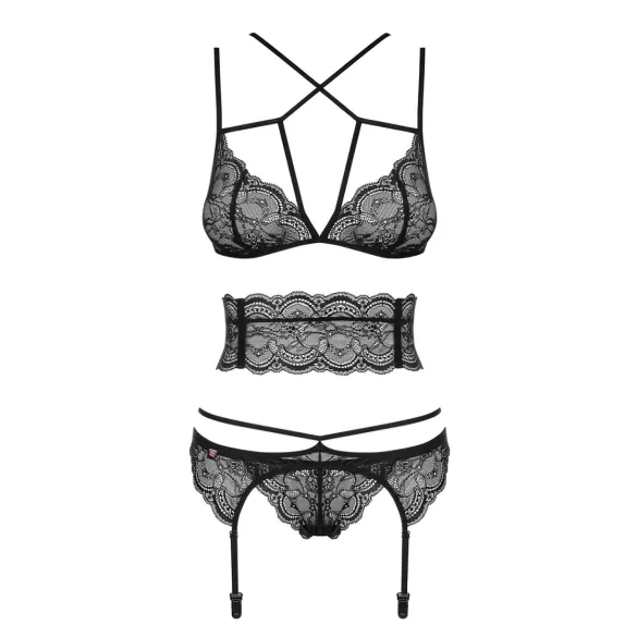 Obsessive Frivolla - set lenjerie dantelată picantă (negru)