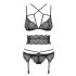 Obsessive Frivolla - Set de lenjerie din dantelă sofisticată (negru) - L/XL