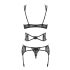 Obsessive Frivolla - Set de lenjerie din dantelă sofisticată (negru) - L/XL