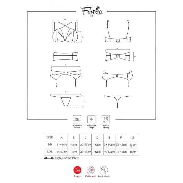 Obsessive Frivolla - set lenjerie dantelată picantă (negru) - L/XL
