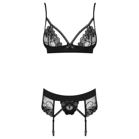 Obsessive - set lenjerie sexy brodată - dantelă neagră