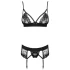 Obsessive - set lenjerie sexy brodată - dantelă neagră - L/XL