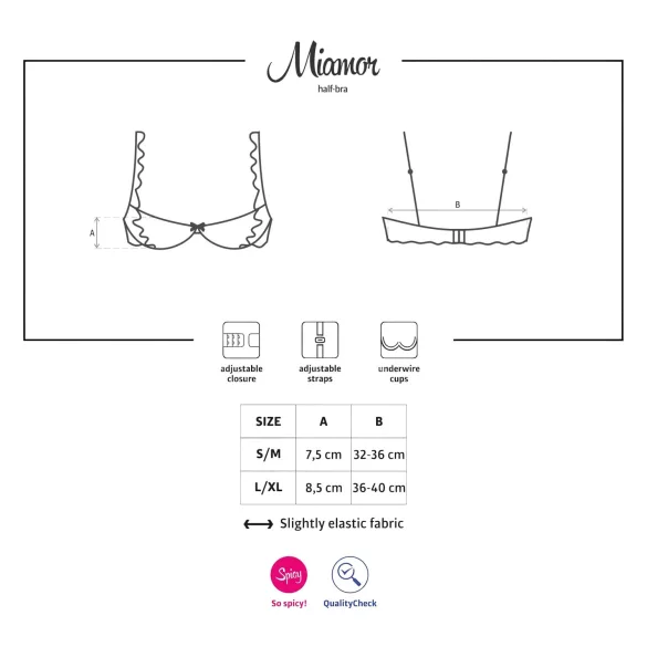 Obsessive Miamor - sutien push-up din dantelă (negru)