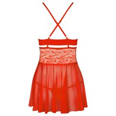   Obsessive 838-BAB-3 - Babydoll sexy din dantelă cu tanga (roșu)