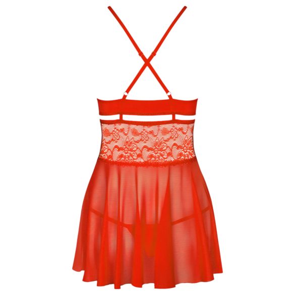 Obsessive - babydoll sexy din dantelă cu tanga - roșu - L/XL