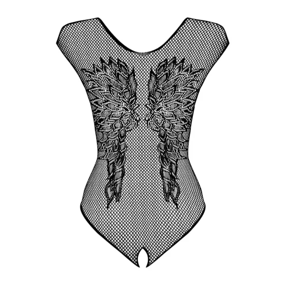 Obsessive B112 - body sexy deschis negru cu aripi de înger din plasă