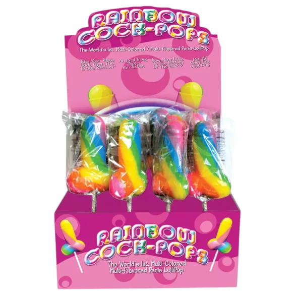 Rainbow Cock Pop - acadea în formă de penis (85g) - aromă de fructe