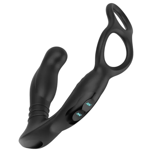 Nexus Simul8 - inel penian vibrator cu dildo anal (negru)