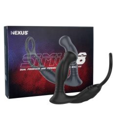   Nexus Simul8 - Inel vibrator pentru penis cu dildo anal cu baterie (negru)