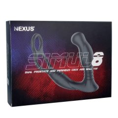   Nexus Simul8 - Inel vibrator pentru penis cu dildo anal cu baterie (negru)