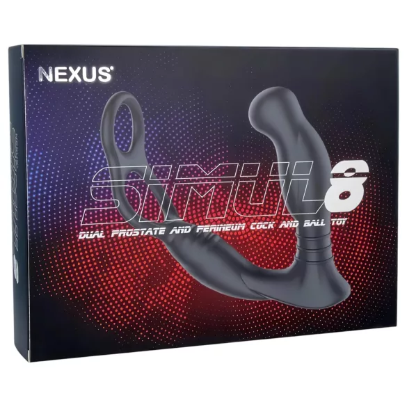 Nexus Simul8 - inel penian vibrator cu dildo anal (negru)