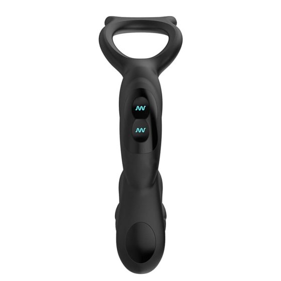 Nexus Simul8 - Inel vibrator pentru penis cu dildo anal cu baterie (negru)