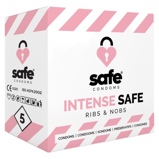 SAFE Intense Safe - Prezervativ cu nervuri și puncte (5 buc)