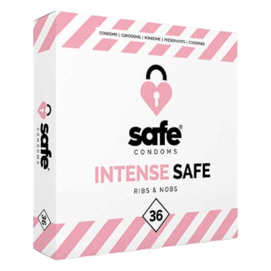 SAFE Intense Safe - Prezervativ cu nervuri și puncte (36 bucăți)