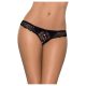 Obsessive Miamor - chiloți tanga din dantelă cu bijuterii, deschiși (negru) - XXL
