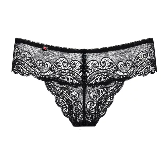 Obsessive - tanga din dantelă cu pietre pentru femei - negru