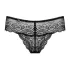 Obsessive - tanga din dantelă cu pietre pentru femei - negru