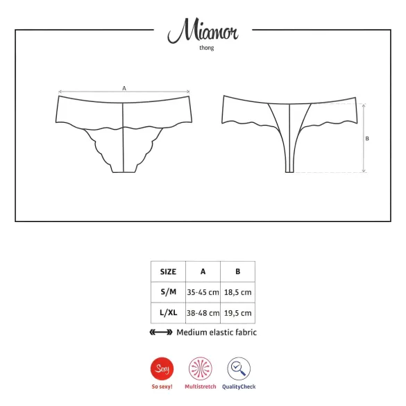 Obsessive - tanga din dantelă cu pietre pentru femei - negru