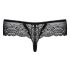Obsessive Miamor - chiloți tanga din dantelă cu pietre pentru femei (negru) - L/XL