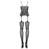 Obsessive G310 - set negru cu plasă și buline (XL-XXL)